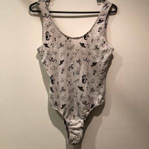 H&M Coachella Printed Bodysuit Grey